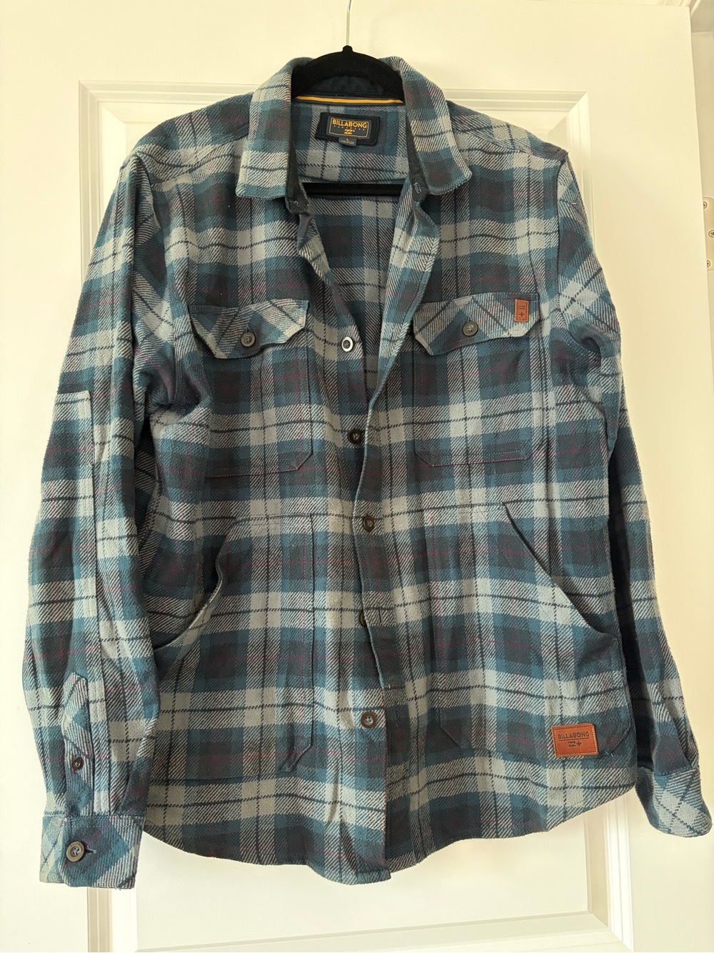 Billabong Teal and Navy Plaid Flannel Shirt Jacket